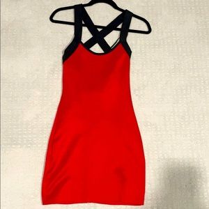 Red cross back mini dress